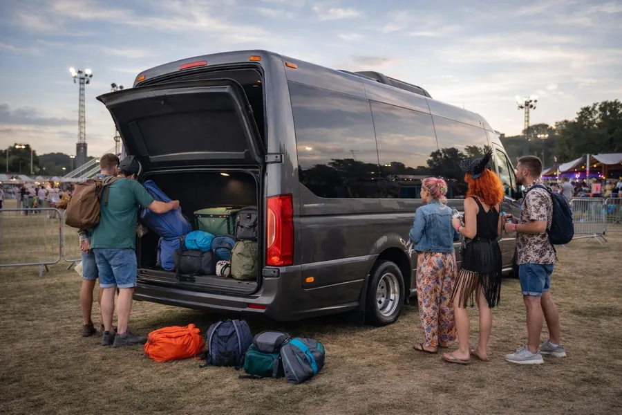 Music festivals and concerts executive minibus hire near Heathrow Airport