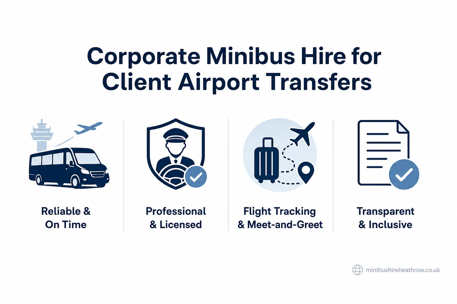 Infographic summary: Corporate Minibus Hire for Client Airport Transfers
